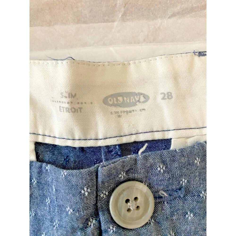 Old Navy Womens Shorts Core Slim Size 28 Chambray Check 4-Pocket